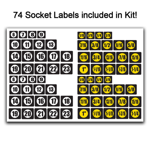 Socket Label Kit.  SAE and Metric tool decal labels.