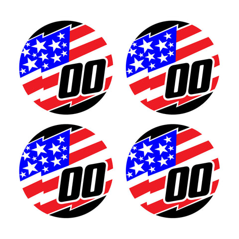 Jagged USA Flag Bat Decal Set Customized with Your Number